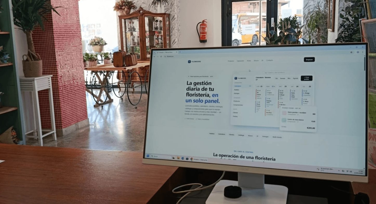 Floweers en uso en una floristería real